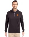 Clemson Tigers Cutter & Buck Adapt Eco Knit Stretch Recycled Mens Big and Tall Quarter Zip Pullover Black/College Purple Front Thumbnail Image