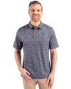 Detroit Lions Cutter & Buck Pike Constellation Print Stretch Mens Polo Black Front Thumbnail Image