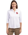 Houston Cougars Cutter & Buck Virtue Eco Pique Recycled Half Zip Pullover Womens Hoodie White Front Thumbnail Image