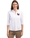 Lamar Cardinals Cutter & Buck Virtue Eco Pique Recycled Half Zip Pullover Womens Hoodie White Front Thumbnail Image