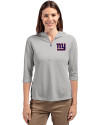 New York Giants Cutter & Buck Virtue Eco Pique Recycled Half Zip Pullover Womens Hoodie Polished Medium Gray Front Thumbnail Image