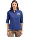 New York Giants Cutter & Buck Virtue Eco Pique Recycled Half Zip Pullover Womens Hoodie Tour Blue Front Thumbnail Image