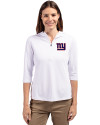 New York Giants Cutter & Buck Virtue Eco Pique Recycled Half Zip Pullover Womens Hoodie White Front Thumbnail Image