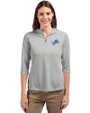 Detroit Lions Cutter & Buck Virtue Eco Pique Recycled Half Zip Pullover Womens Hoodie Polished Medium Gray Front Thumbnail Image