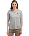 Clemson Tigers Cutter & Buck Virtue Eco Pique Recycled Half Zip Pullover Womens Hoodie Polished Medium Gray Front Thumbnail Image