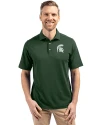 Michigan State Spartans Cutter & Buck Virtue Eco Pique Recycled Mens Big and Tall Polo Hunter Green Front Thumbnail Image