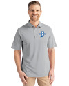 Indiana State Sycamores Cutter & Buck Virtue Eco Pique Recycled Mens Big and Tall Polo Polished Medium Gray Front Thumbnail Image