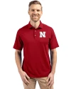 Nebraska Cornhuskers Cutter & Buck Virtue Eco Pique Recycled Mens Big and Tall Polo Cardinal Red Front Thumbnail Image