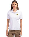 Michigan Wolverines Cutter & Buck Virtue Eco Pique Recycled Womens Polo White Front Thumbnail Image