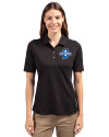 Indiana State Sycamores Cutter & Buck Virtue Eco Pique Recycled Womens Polo Black Front Thumbnail Image