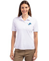 Detroit Lions Cutter & Buck Virtue Recycled Featherlight Pique Womens Polo White Front Thumbnail Image