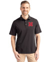 Nebraska Cornhuskers Cutter & Buck Virtue Eco Pique Recycled Mens Polo Black Front Thumbnail Image