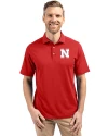 Nebraska Cornhuskers Cutter & Buck Virtue Eco Pique Recycled Mens Polo Red Front Thumbnail Image