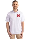 Nebraska Cornhuskers Cutter & Buck Virtue Eco Pique Recycled Mens Polo White Front Thumbnail Image