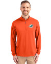 Miami Dolphins Cutter & Buck Virtue Eco Pique Recycled Quarter Zip Mens Pullover College Orange Front Thumbnail Image