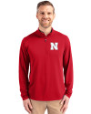 Nebraska Cornhuskers Cutter & Buck Virtue Eco Pique Recycled Quarter Zip Mens Pullover Red Front Thumbnail Image
