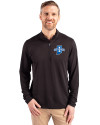 Indiana State Sycamores Cutter & Buck Virtue Eco Pique Recycled Quarter Zip Mens Pullover Black Front Thumbnail Image