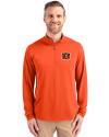 Cincinnati Bengals Cutter & Buck Virtue Eco Pique Recycled Quarter Zip Mens Pullover College Orange Front Thumbnail Image
