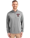 Louisville Cardinals Cutter & Buck Virtue Eco Pique Recycled Quarter Zip Mens Pullover Polished Medium Gray Front Thumbnail Image
