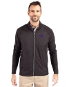 Kansas State Wildcats Cutter & Buck Adapt Eco Knit Hybrid Recycled Mens Full Zip Jacket Black Front Thumbnail Image