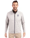 Emory Eagles Cutter & Buck Adapt Eco Knit Hybrid Recycled Mens Full Zip Jacket Polished Medium Gray Front Thumbnail Image
