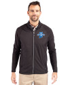 Indiana State Sycamores Cutter & Buck Adapt Eco Knit Hybrid Recycled Mens Full Zip Jacket Black Front Thumbnail Image