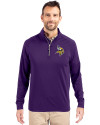 Minnesota Vikings Cutter & Buck Adapt Eco Knit Stretch Recycled Mens Quarter Zip Pullover College Purple Front Thumbnail Image