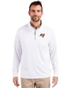 View image 19: Tampa Bay Buccaneers Cutter & Buck Adapt Recycled Soft Knit Stretch  Mens Quarter Zip Pullover White Front
