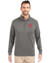 NC State Wolfpack Cutter & Buck Adapt Eco Knit Stretch Recycled Mens Quarter Zip Pullover Elemental Grey Front Thumbnail Image