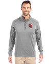 Oklahoma Sooners  Cutter & Buck Adapt Eco Knit Stretch Recycled Mens Quarter Zip Pullover Polished Medium Gray Front Thumbnail Image