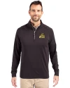 Bryant University Bulldogs Cutter & Buck Adapt Eco Knit Stretch Recycled Mens Quarter Zip Pullover Black Front Thumbnail Image