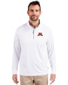 Minnesota Golden Gophers Cutter & Buck Adapt Eco Knit Stretch Recycled Mens Quarter Zip Pullover White Front Thumbnail Image