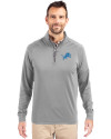 Detroit Lions Cutter & Buck Adapt Eco Knit Stretch Recycled Mens Quarter Zip Pullover Polished Medium Gray Front Thumbnail Image