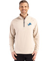 Detroit Lions Cutter & Buck Adapt Eco Knit Stretch Recycled Mens Quarter Zip Pullover Wheat Front Thumbnail Image