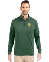 Baylor Bears Cutter & Buck Adapt Eco Knit Stretch Recycled Mens Quarter Zip Pullover Hunter Green Front Thumbnail Image