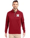 Nebraska Cornhuskers Cutter & Buck Adapt Eco Knit Stretch Recycled Mens Quarter Zip Pullover Cardinal Red Front Thumbnail Image