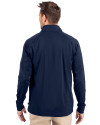 Los Angeles Chargers Cutter & Buck Adapt Eco Knit Stretch Recycled Mens Quarter Zip Pullover Navy Blue Back Thumbnail Image