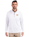 Miami Hurricanes Cutter & Buck Adapt Eco Knit Stretch Recycled Mens Quarter Zip Pullover White Front Thumbnail Image