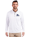 Creighton Bluejays Cutter & Buck Adapt Eco Knit Stretch Recycled Mens Quarter Zip Pullover White Front Thumbnail Image