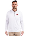 Rutgers Scarlet Knights Cutter & Buck Adapt Eco Knit Stretch Recycled Mens Quarter Zip Pullover White Front Thumbnail Image