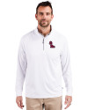 Ole Miss Rebels Cutter & Buck Adapt Eco Knit Stretch Recycled Mens Quarter Zip Pullover White Front Thumbnail Image