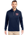 New York Giants Cutter & Buck Adapt Eco Knit Stretch Recycled Mens Quarter Zip Pullover Navy Blue Front Thumbnail Image