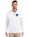 View image 7: Memphis Tigers Cutter & Buck Adapt Recycled Soft Knit Stretch  Mens Quarter Zip Pullover White Front