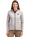 Montana State Bobcats Cutter & Buck Adapt Eco Knit Hybrid Recycled Womens Full Zip Jacket Polished Medium Gray Front Thumbnail Image