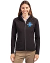 Indiana State Sycamores Cutter & Buck Adapt Eco Knit Hybrid Recycled Womens Full Zip Jacket Black Front Thumbnail Image