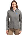 North Carolina Tar Heels Cutter & Buck Adapt Eco Knit Hybrid Recycled Womens Full Zip Jacket Elemental Grey Front Thumbnail Image