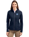 North Carolina Tar Heels Cutter & Buck Adapt Eco Knit Hybrid Recycled Womens Full Zip Jacket Navy Blue Front Thumbnail Image