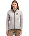 Navy Midshipmen Cutter & Buck Adapt Eco Knit Hybrid Recycled Womens Full Zip Jacket Polished Medium Gray Front Thumbnail Image