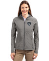 Las Vegas Raiders Cutter & Buck Adapt Eco Knit Hybrid Recycled Womens Full Zip Jacket Elemental Grey Front Thumbnail Image