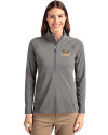 LSU Tigers Cutter & Buck Adapt Eco Knit Stretch Recycled Womens Half Zip Pullover Elemental Grey Front Thumbnail Image